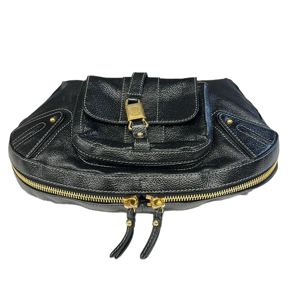 Marc Jacobs Pebble Leather Hobo Bag Purse Expandable Zipper Bottom Made in Italy